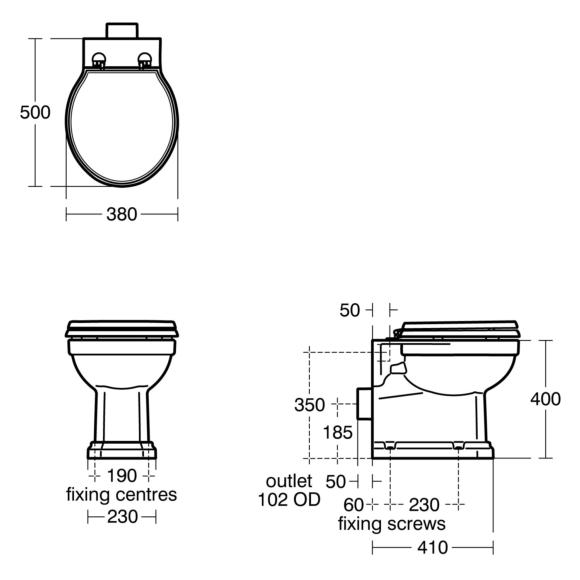 Ideal Standard | Waverley | U471201 | Back to Wall Toilet Pan | Tech