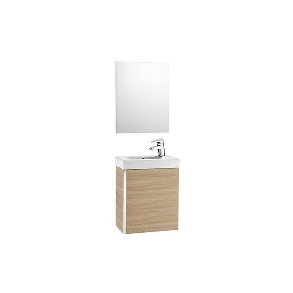 Roca Mini A855865155 450mm Basin, Basin Unit & Mirror Pack Textured Oak