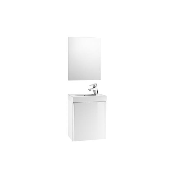 Roca Mini A855865806 450mm Basin, Basin Unit & Mirror Pack Gloss White