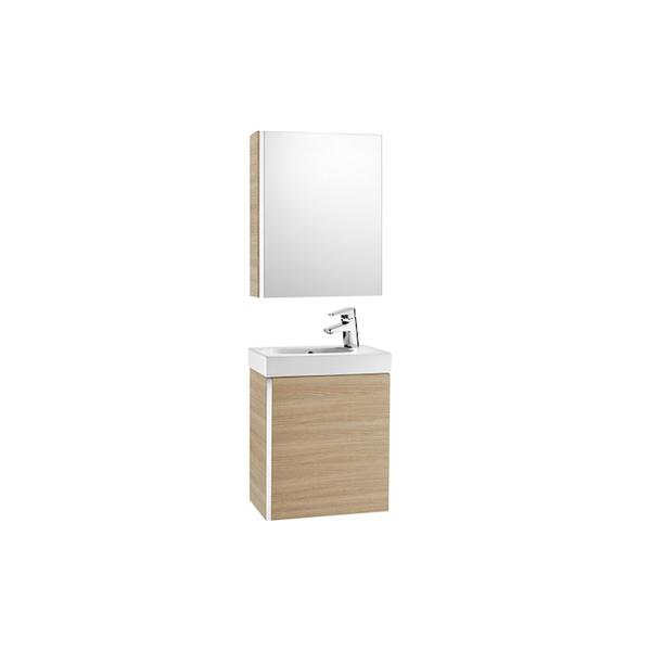 Roca Mini A855866155 450mm Basin, Basin Unit & Mirror Cabinet Pack Textured Oak