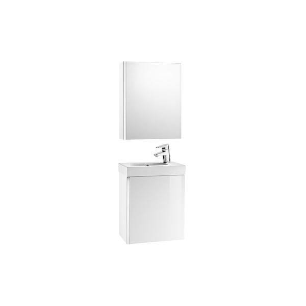 Roca Mini A855866806 450mm Basin, Basin Unit & Mirror Cabinet Pack Gloss White