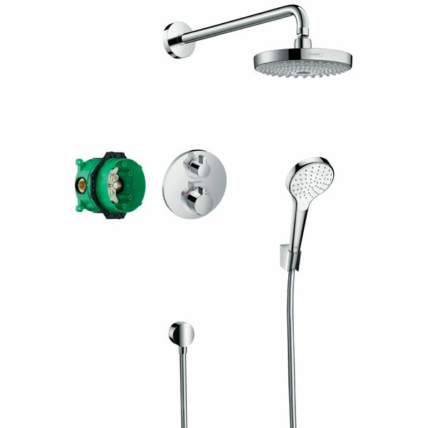 Hansgrohe Croma Select S 27295000 Shower System With Ecostat S Thermostatic Mixer For Concealed Installation Chrome