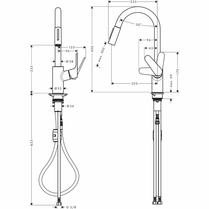 hansgrohe | Focus | 31815000 | Kitchen Sink Mixer | Technical Drawing