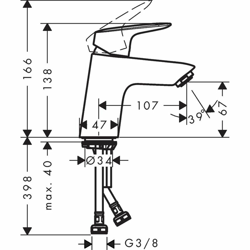 hansgrohe | Logis | 71071000 | Basin Mixer | Technical Drawing