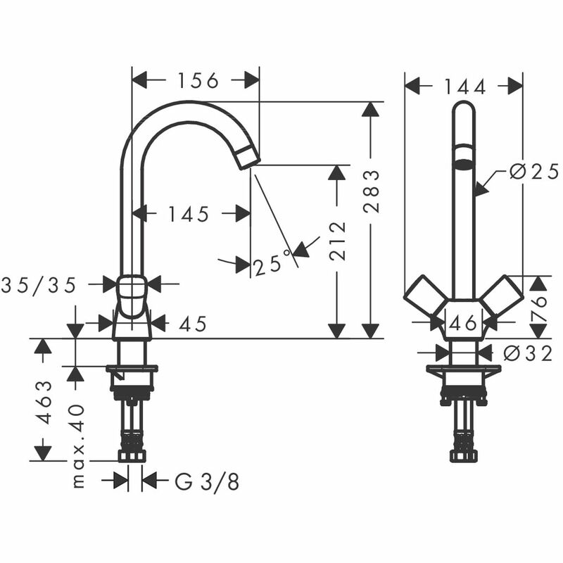 hansgrohe | Logis | 71280000 | Kitchen Sink Mixer | Technical Drawing