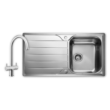 Rangemaster Albion AL9501/TSW1 Stainless Steel Inset 950 x 508 Sink With Aquaswan Dual Lever Monobloc Tap