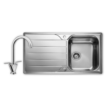 Rangemaster Albion AL9501/TWN1 Stainless Steel Inset 950 x 508 Sink With Aquatwin Dual Lever Monobloc Tap