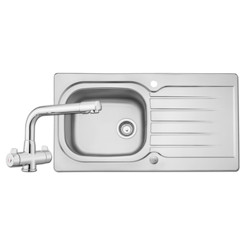 Rangemaster Eaton EA9501/TDR1 Stainless Steel Inset 950 x 508 Sink 1 Bowl With Aquadrift Dual Lever Monobloc Tap