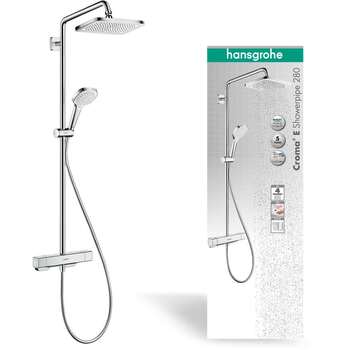Hansgrohe Croma E 27630000 Showerpipe 280 1 Jet With Thermostat Chrome
