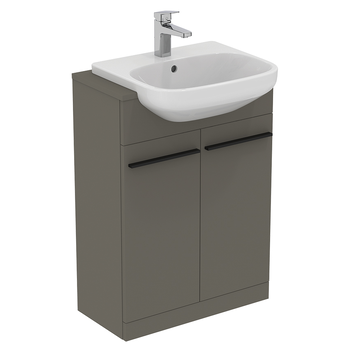 Ideal Standard I.Life A T5262NG 600mm Semi Countertop Washbasin Unit With 2 Doors Quartz Grey Matt