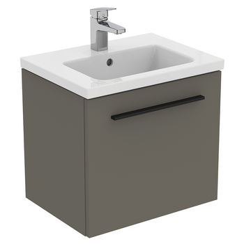 Ideal Standard I.Life S T5290NG 500mm Compact Wall Hung Vanity Unit With 1 Drawer Quartz Grey Matt