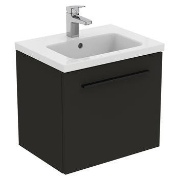 Ideal Standard I.Life S T5290NV 500mm Compact Wall Hung Vanity Unit With 1 Drawer Carbon Grey Matt