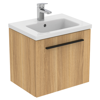 Ideal Standard I.Life S T5290NX 500mm Compact Wall Hung Vanity Unit With 1 Drawer Natural Oak