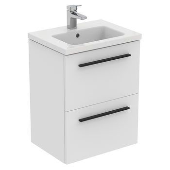 Ideal Standard I.Life S T5291DU 500mm Compact Wall Hung Vanity Unit With 2 Drawers Matt White