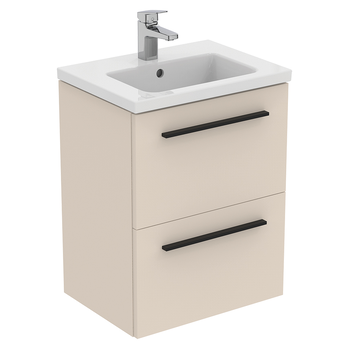 Ideal Standard I.Life S T5291NF 500mm Compact Wall Hung Vanity Unit With 2 Drawers Sand Beige Matt