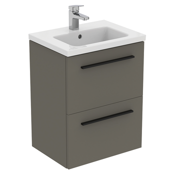 Ideal Standard I.Life S T5291NG 500mm Compact Wall Hung Vanity Unit With 2 Drawers Quartz Grey Matt