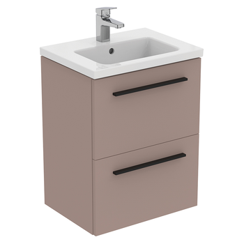 Ideal Standard I.Life S T5291NH 500mm Compact Wall Hung Vanity Unit With 2 Drawers Greige Matt