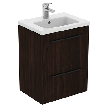 Ideal Standard I.Life S T5291NW 500mm Compact Wall Hung Vanity Unit With 2 Drawers Coffee Oak
