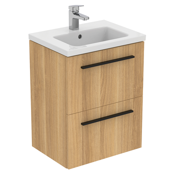 Ideal Standard I.Life S T5291NX 500mm Compact Wall Hung Vanity Unit With 2 Drawers Natural Oak