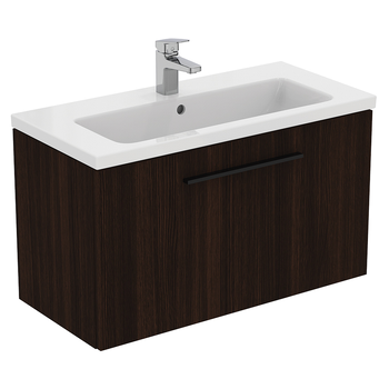Ideal Standard I.Life S T5294NW 800mm Compact Wall Hung Vanity Unit With 1 Drawer Coffee Oak