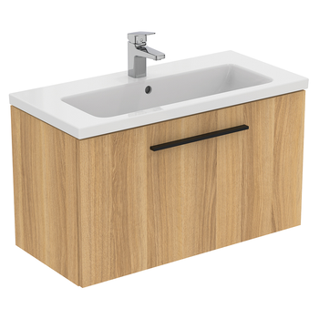 Ideal Standard I.Life S T5294NX 800mm Compact Wall Hung Vanity Unit With 1 Drawer Natural Oak