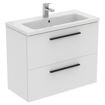 Ideal Standard I.Life S T5295DU 800mm Compact Wall Hung Vanity Unit With 2 Drawers Matt White
