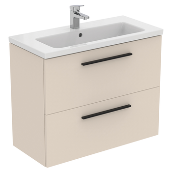 Ideal Standard I.Life S T5295NF 800mm Compact Wall Hung Vanity Unit With 2 Drawers Sand Beige Matt