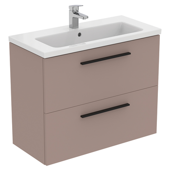 Ideal Standard I.Life S T5295NH 800mm Compact Wall Hung Vanity Unit With 2 Drawers Greige Matt