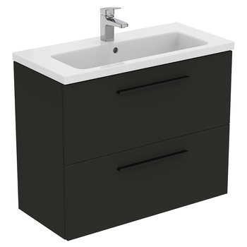 Ideal Standard I.Life S T5295NV 800mm Compact Wall Hung Vanity Unit With 2 Drawers Carbon Grey Matt