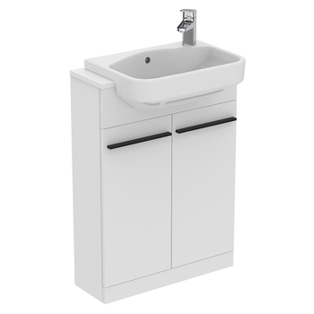 Ideal Standard I.Life S T5298DU 600mm Compact Semi Countertop Washbasin Unit With 2 Doors Matt White