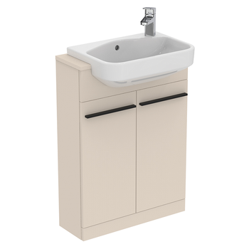 Ideal Standard I.Life S T5298NF 600mm Compact Semi Countertop Washbasin Unit With 2 Doors Sand Beige Matt