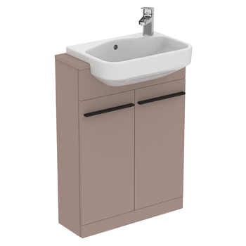 Ideal Standard I.Life S T5298NH 600mm Compact Semi Countertop Washbasin Unit With 2 Doors Greige Matt