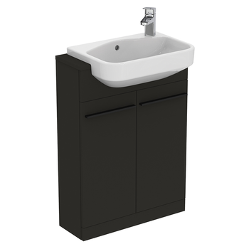 Ideal Standard I.Life S T5298NV 600mm Compact Semi Countertop Washbasin Unit With 2 Doors Carbon Grey Matt