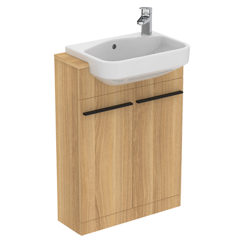 Ideal Standard I.Life S T5298NX 600mm Compact Semi Countertop Washbasin Unit With 2 Doors Natural Oak