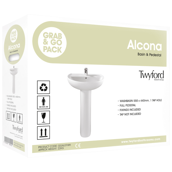 Twyford | Alcona | GGAL01WH | Basin + Pedestal | Box