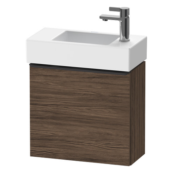 Duravit D-Neo DE4219RBD210000 484x440 Right Hand 1 Door Vanity Unit Dark Walnut with black handles