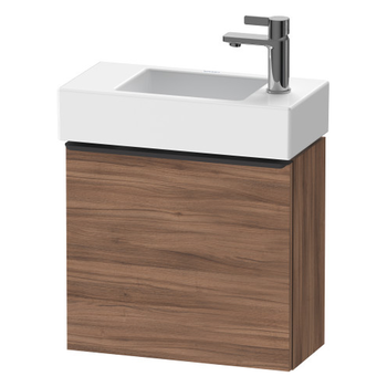 Duravit D-Neo DE4219RBD790000 484x440 Right Hand 1 Door Vanity Unit Natural Walnut with black handles