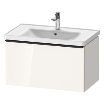 Duravit D-Neo DE42550BD220000 784x440 1 Drawer Vanity Unit Gloss White with black handles