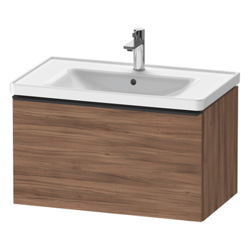 Duravit D-Neo DE42550BD790000 784x440 1 Drawer Vanity Unit Natural Walnut with black handles