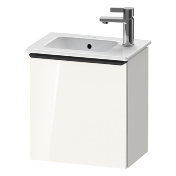 Duravit D-Neo DE4259RBD220000 410x440 Right Hand 1 Door Vanity Unit Gloss White with black handles