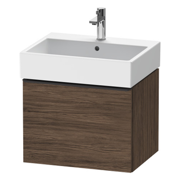 Duravit D-Neo DE42710BD210000 584x440 1 Drawer Vanity Unit Dark Walnut with black handles