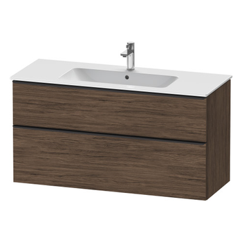 Duravit D-Neo DE43640BD210000 1210x625 1 Drawer Vanity Unit Dark Walnut with black handles