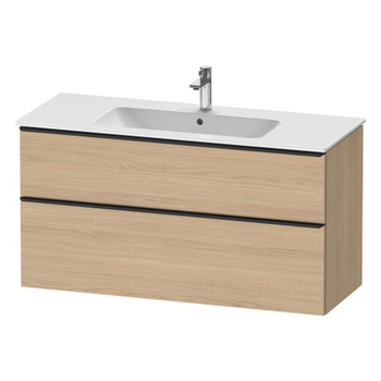 Duravit D-Neo DE43640BD300000 1210x625 1 Drawer Vanity Unit Natural Oak with black handles
