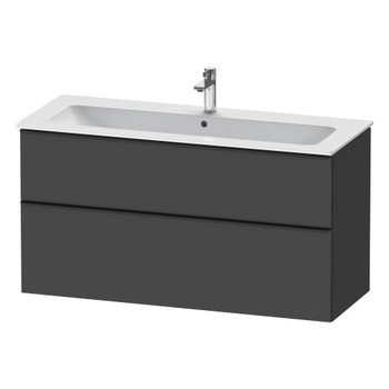 Duravit D-Neo DE43640BD490000 1210x625 1 Drawer Vanity Unit Matt Graphite with black handles