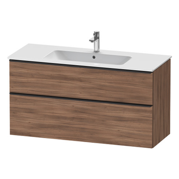 Duravit D-Neo DE43640BD790000 1210x625 1 Drawer Vanity Unit Natural Walnut with black handles