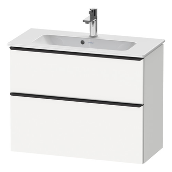 Duravit D-Neo DE43690BD180000 810x625 1 Drawer Vanity Unit Matt White with black handles