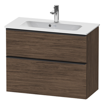 Duravit D-Neo DE43690BD210000 810x625 1 Drawer Vanity Unit Dark Walnut with black handles