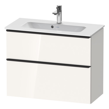 Duravit D-Neo DE43690BD220000 810x625 1 Drawer Vanity Unit Gloss White with black handles
