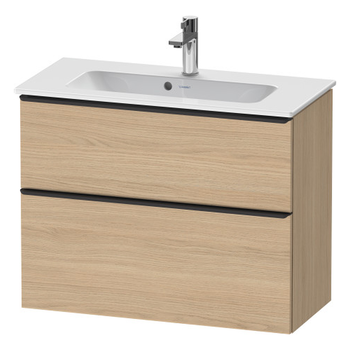 Duravit D-Neo DE43690BD300000 810x625 1 Drawer Vanity Unit Natural Oak with black handles