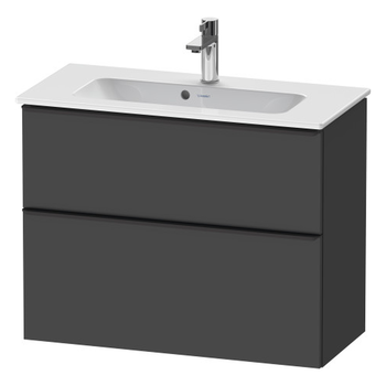Duravit D-Neo DE43690BD490000 810x625 1 Drawer Vanity Unit Matt Graphite with black handles